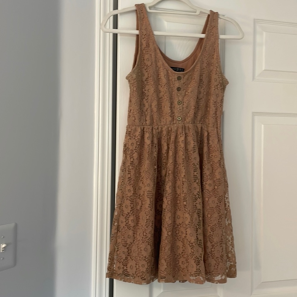 Atmosphere, beige/tan tank top A-line lace dress
